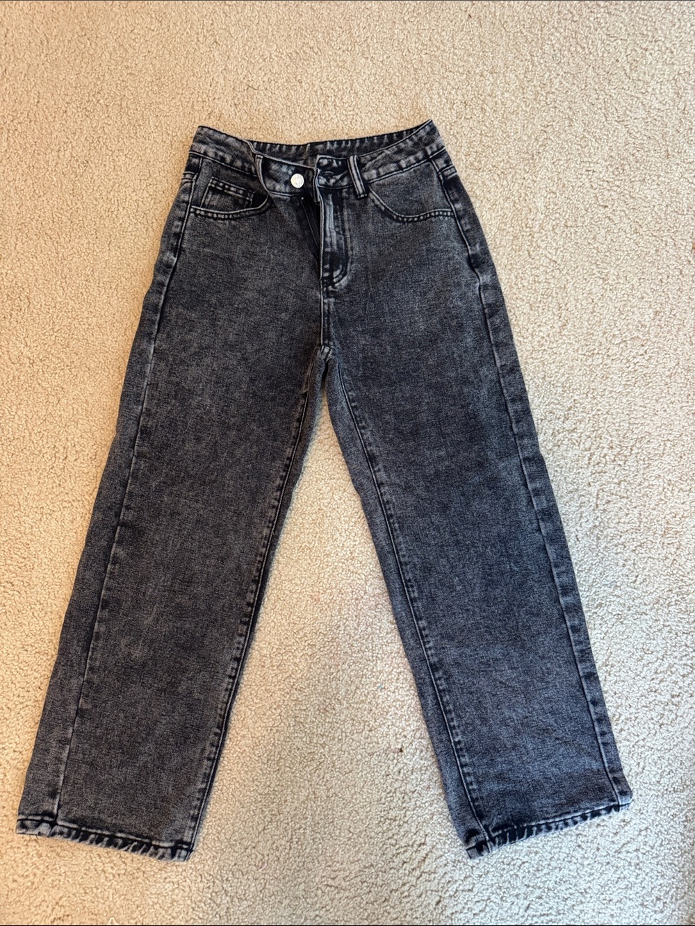 SHEIN Washed Black Straight Leg Jeans